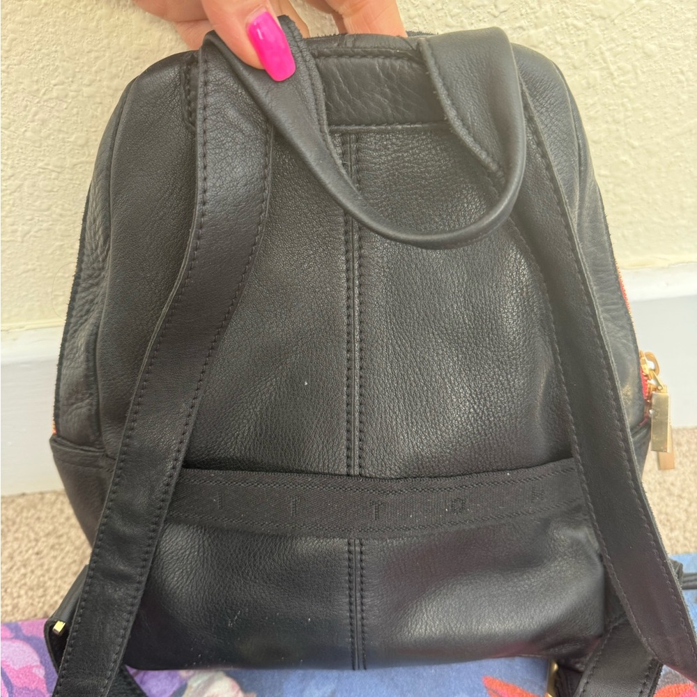 Hammitt Black Leather Backpack with Gold Accents- - Picture 2 of 6